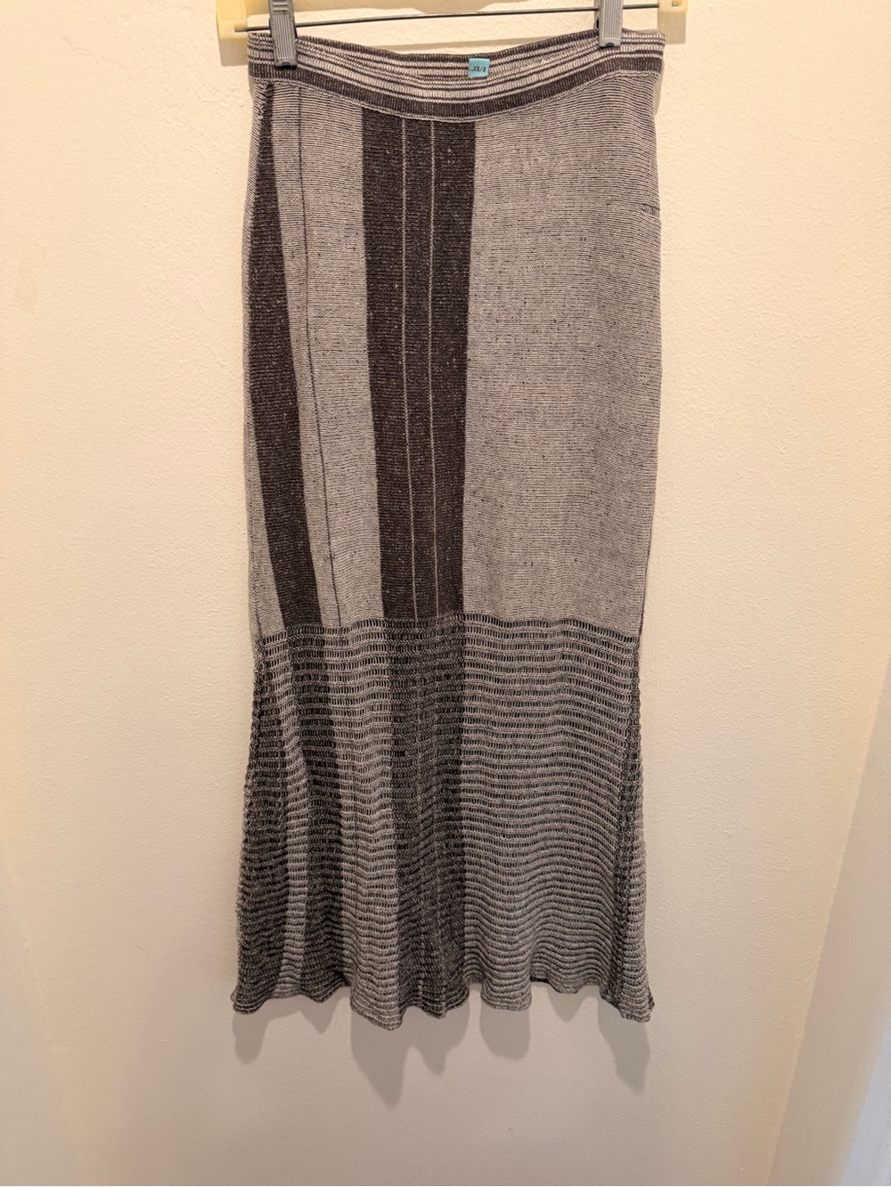 Striped Gray Knit Maxi Skirt